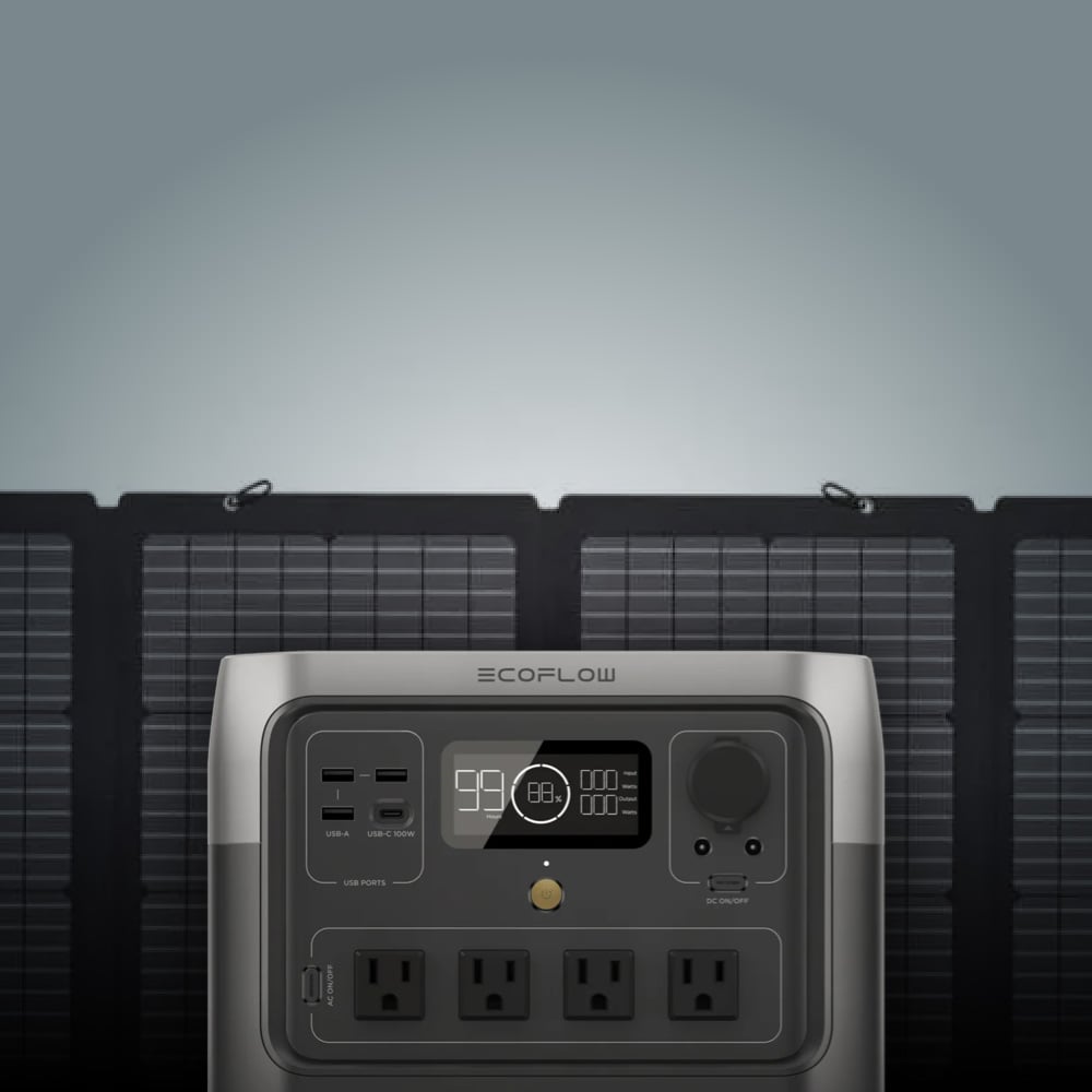 EcoFlow River 2 Pro portable power station with a portable solar panel