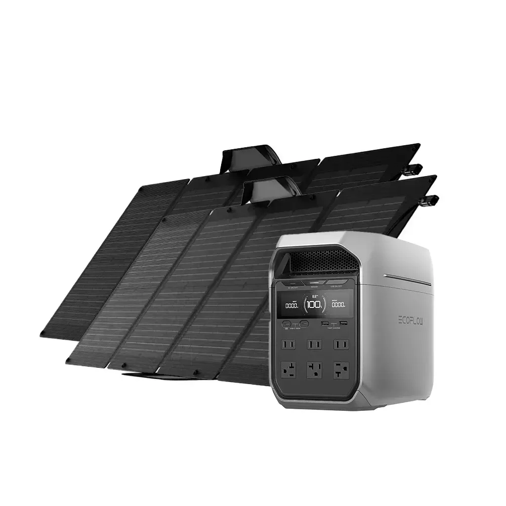EcoFlow DELTA 3 Plus with 2x 110W Solar Panel Front View