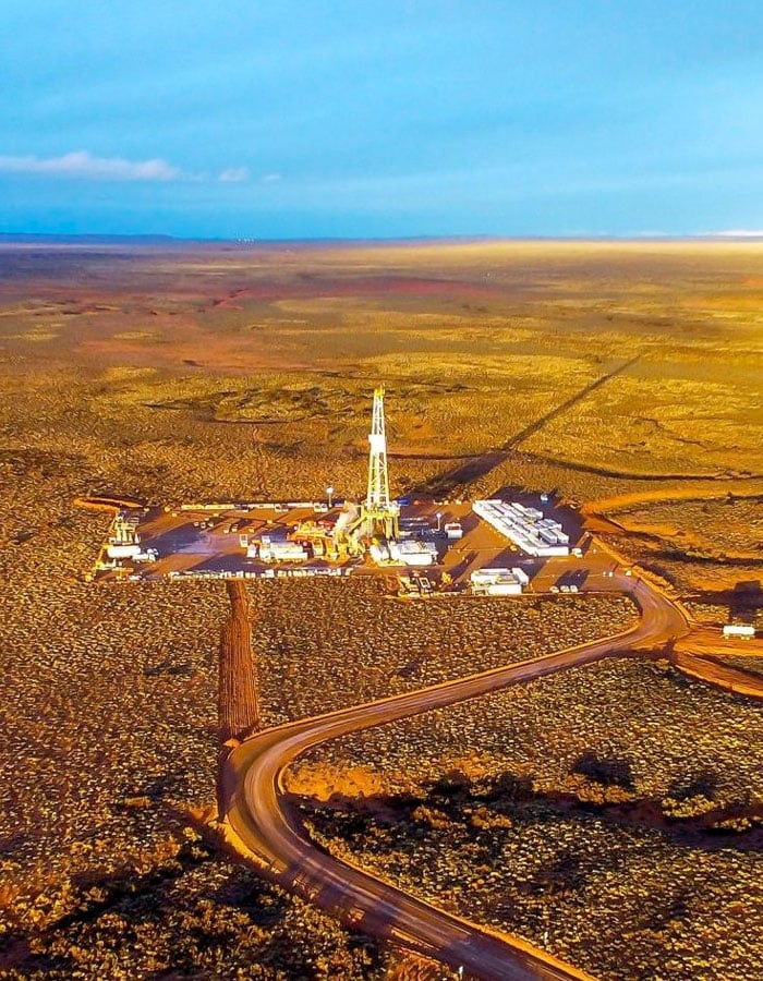 Remote desert drilling site using satellite connectivity for industrial operations