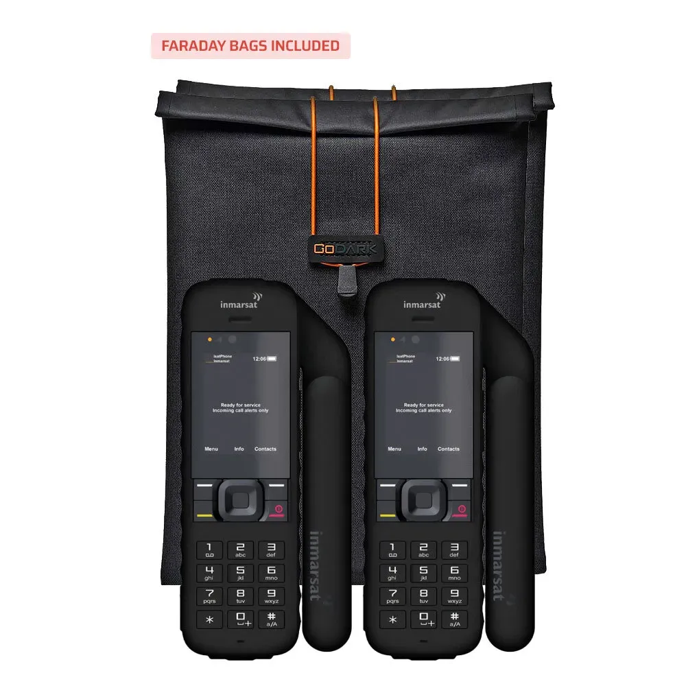 2 Inmarsat IsatPhones with GoDark Faraday Bag