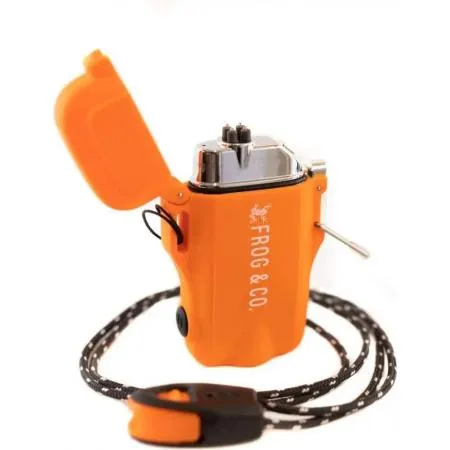 Tough Tesla Lighter 2.0 – Outdoor Waterproof Dual Arc Plasma Lighter by Frog & CO Color Orange